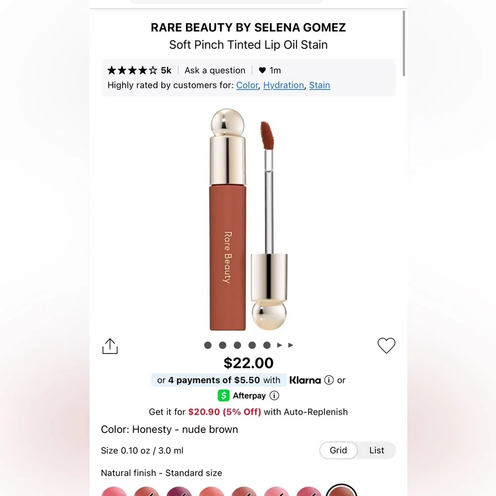 Rare Beauty Soft Pinch Tinted Lip Oil in Honesty
